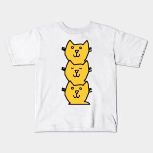 Minimal Yellow Cat Stack Kids T-Shirt